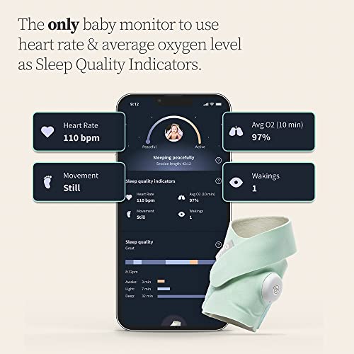 Owlet Dream Sock-Uyku Kalitesi Göstergeleri, Çalma Süresi olarak Kalp Atış Hızı ve Ortalama Oksijen O2'ye Sahip Akıllı Bebek