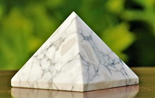 Cilalı Doğal Beyaz Howlite Kristal Schrol Şifa Metafizik Taş Oyma Mısır Piramit Büyük (75mm) meditasyon Kutsal Feng Shui