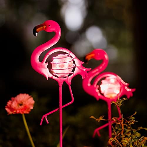 Vennıy 2 paket Flamingo bahçe güneş ışıkları, Flamingo güneş bahçe dekor güneş yolu ışıkları su geçirmez çim veranda avlu