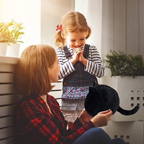 LİSSO 3D Siyah Kedi peluş oyuncak, Şişman Siyah Kedi Doldurulmuş Hayvan Kedi Peluş, Yumuşak Komik Sevimli Yaratıcı Kedi Kız