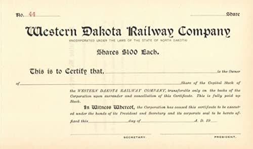 Batı Dakota Demiryolu A. Ş. - Kuzey Pasifik Arşivleri