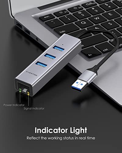 LENTİON USB Hub'dan 3'e USB 3.0 ve Gigabit Ethernet LAN RJ45, Ağ Adaptörü Uyumlu MacBook Air/Pro (2009-2015), Yüzey, Chromebook,