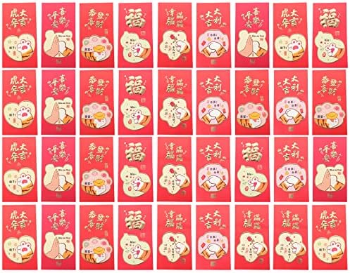 36 Adet Kırmızı Zarflar Çin Yeni Yılı Para Paketleri Kaplan Yılı Kırmızı Paketleri Ev / Duvar / Oda Süslemeleri