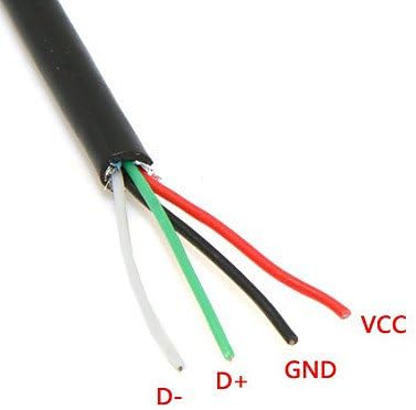 90 Derece Sol Açılı USB 2.0 A Tipi Erkek 4 Telli Açık Kablo DIY için OEM Siyah Renk 50cm