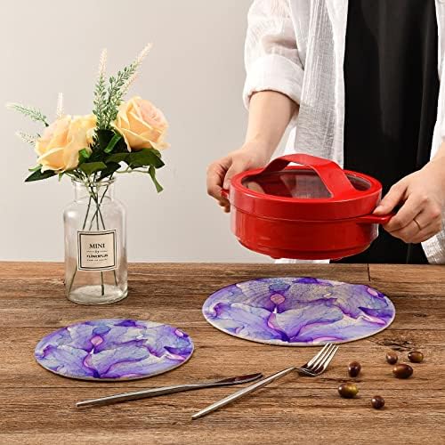 Mor Çiçek Petal tutacak Mutfak Trivets Sıcak Yemekler için 2 Adet İsıya Dayanıklı Halat Trivets Yuvarlak İplik Örgü Coaster
