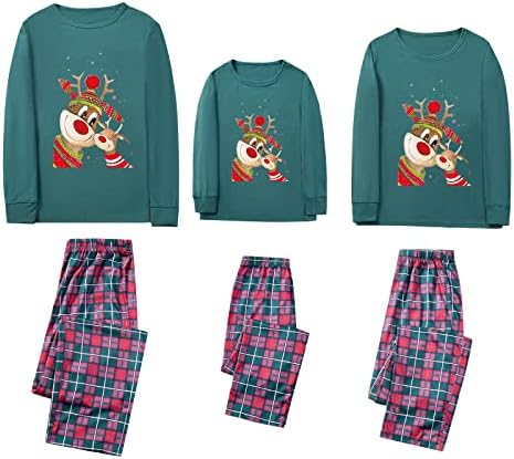 Aile için Noel Pijamaları 2023, noel Uzun Kollu Elk Ren Geyiği Üst Ekose Pantolon Moda Noel Eşleşen Pjs Yetişkinler için