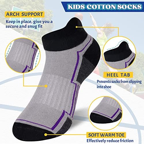 DoSmart Erkek Çorap 6 Pairs Spor Ayak Bileği Atletik Çorap Çocuklar Pamuk Yarım Yastıklı Düşük Kesim Çorap Küçük Büyük Çocuklar