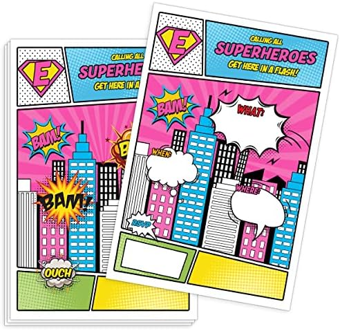 Süper Kahramanlar Partisi Doğum Günü Davetiyeleri, Erkekler, Kızlar, Küçük Çocuklar, Çocuklar ve Daha Fazlası için Çizgi