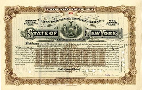 Kanal İyileştirme Kredisi Alfred G. Vanderbilt'in iradesine verilen New York Eyaleti - 10.000 Dolarlık Tahvil