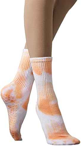 XTBPQMX Kadınlar Uzun Yoga pilates çorabı Sapları ile Kaymaz Batik Kavrama Çorap Barre Hastane Bale Dans