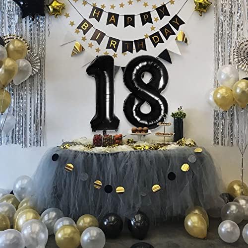 40 İnç Numarası 18 Balonlar Siyah Jumbo Folyo Mylar Balon Erkek Kız için 18th Doğum Günü Partisi Süslemeleri 18 Yaşında Yıldönümü