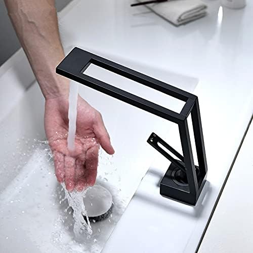 Banyo lavabo musluğu sıcak ve soğuk Vinç Pirinç grafik lavabo musluğu Tek Kolu su dokunun benzersiz tasarım siyah