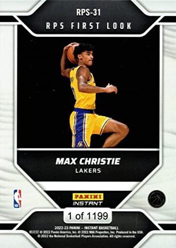 2022-23 Panini Anında RPS İlk Bakış Basketbol RPS - 31 Max Christie Çaylak Kartı Lakers-Yalnızca 1.199 yapıldı