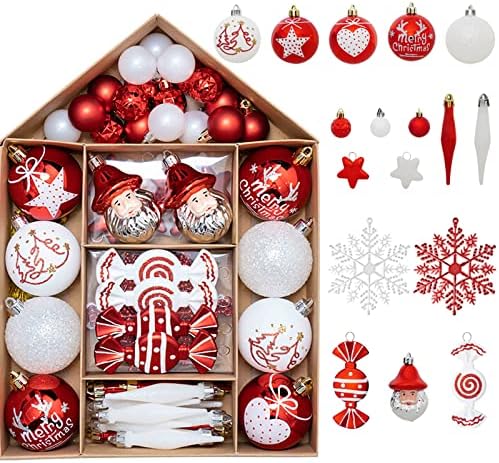 70 Adet Noel Ağacı Süsleri Kırılmaz Noel top dekorasyonu ile top süsleri Set Noel ağacı için Noel Baba yıldız Pandent, Yeniden