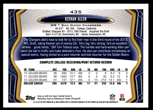 2013 Topps 435 Keenan Allen RC - Şarj Cihazları NFL Futbol Kartı (RC - Çaylak Kartı) NM-MT