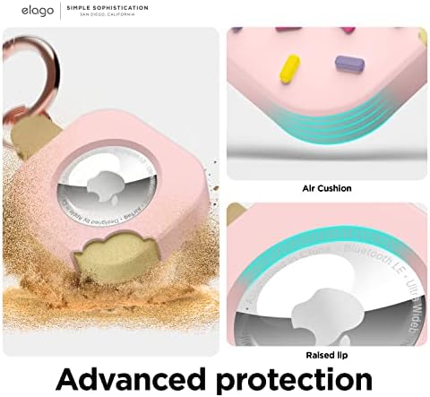 elago Dondurma Çantası Apple AirTag Anahtarlık ile Uyumlu, AirTag Kılıf Düşme Koruması ile Uyumlu, Karabina Anahtarlık (Parça