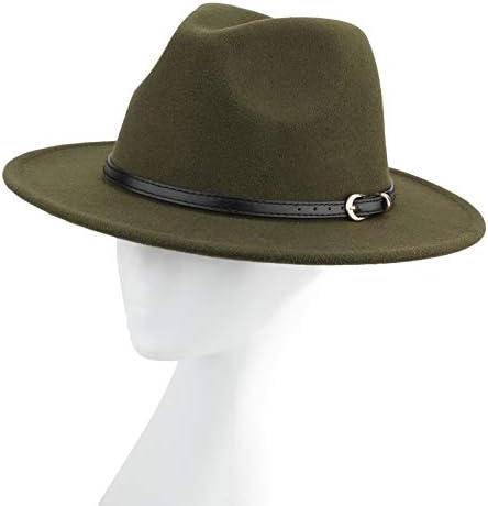 Melesh geniş ağız Unisex klasik kemer tokası fötr şapka
