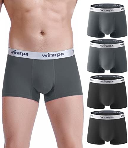 wırarpa Erkek Sandıklar İç Çamaşırı Pamuk Boxer Külot Kısa Bacak Rahat Külot 4 Paket