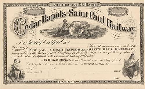 Cedar Rapids ve Saint Paul Demiryolu-Stok Sertifikası