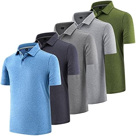 MLYENX Erkek polo gömlekler okul üniforması Kısa Kollu Nem Esneklik Aktif Performans golf gömlekleri Paketi