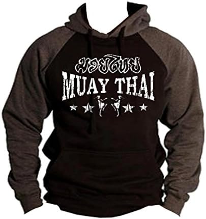 Eyaletler arası Giyim erkek Muay Thai Yıldız Siyah / Kömür Raglan Beyzbol Hoodie Kazak Siyah