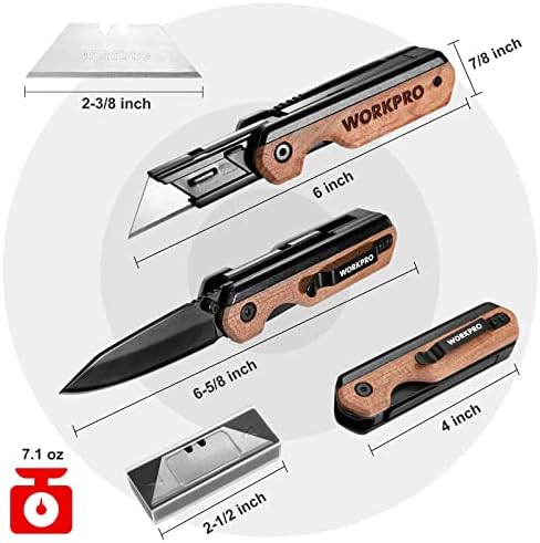 WORKPRO 2'si 1 arada Katlanır Bıçak / Maket Bıçağı ve VALUEMAX Maket Bıçağı ve tıraş bıçağı Kazıyıcı Seti