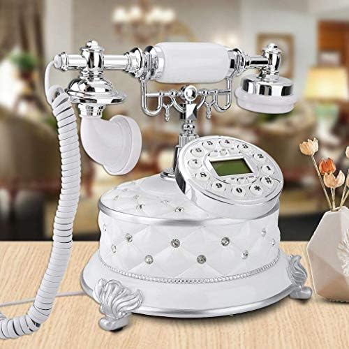 MYYINGBIN Beyaz Antika Telefon Sabit Arayan KİMLİĞİ ile Elektronik takvimli saat Ekran Retro Dekor Ofis Ev Çalışması için