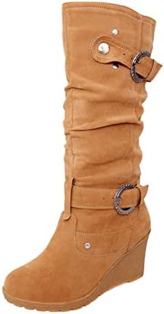 Arystk Kadın Çizmeler Sonbahar Kış Kış düz ayakkabı Batı Ayak Bileği kovboy çizmeleri Yuvarlak Ayak Kalınlaşmak Takozlar