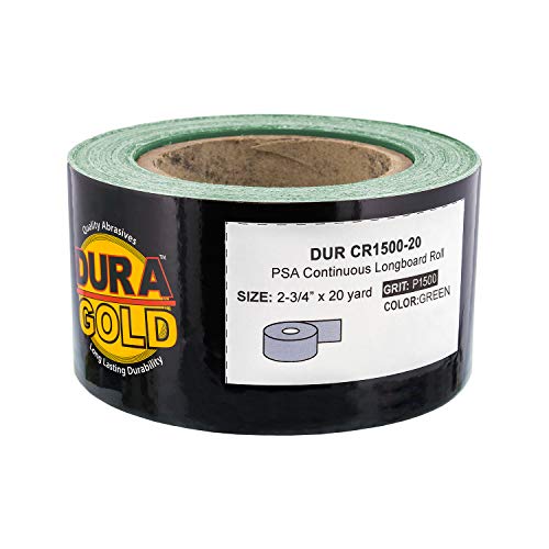 Dura-Gold Premium 1500 Grit Yeşil Film PSA Longboard Zımpara Kağıdı 20 Yard Uzunluğunda Sürekli Rulo ve Dura-Gold-Saf Altın