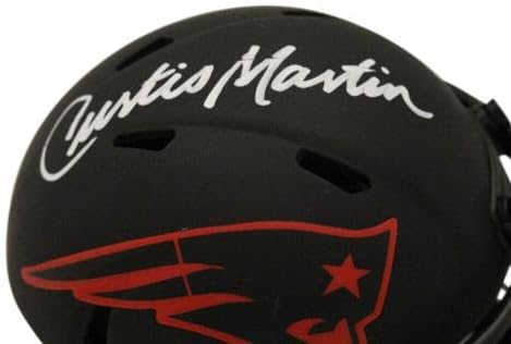 Curtis Martin İmzalı New England Patriots Eclipse Mini Kask PSA 37032-İmzalı NFL Mini Kasklar