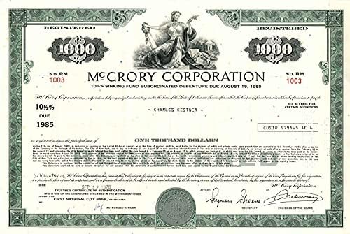 McCrory Corporation-1.000 Dolarlık Tahvil
