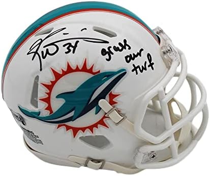 Ricky Williams, Miami Dolphins Speed NFL Mini Kaskını” Çim Üzerinde Çim Yazısıyla İmzaladı - İmzalı NFL Mini Kaskları