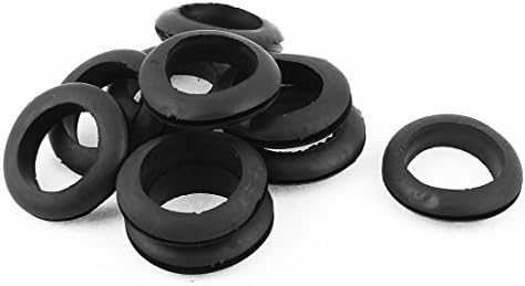 Aexit 10 adet 25mm Ses ve Video Aksesuarları İç Çap Siyah Kauçuk Elektrik Yuvarlak Tel Konnektörler ve Adaptörler Grommet