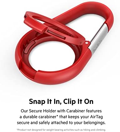 Karabinalı Belkin Apple AirTag Güvenli Tutucu-Açık Yüzü ve Yükseltilmiş Kenarları Olan Dayanıklı Çizilmeye Karşı Dayanıklı