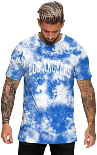 ZDDO Erkek kısa kollu t-shirt Yaz Sokak Kravat boya Mektup Baskı Moda Tee Üstleri Atletik Ekip Boyun Rahat T Shirt