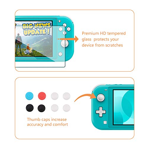 Anahtarı Aksesuarları Kiti 13in 1 Nintendo Anahtarı Lite için Sert kapaklı Kılıf, Ekran Koruyucu Temperli Cam, Anahtarı Joystick