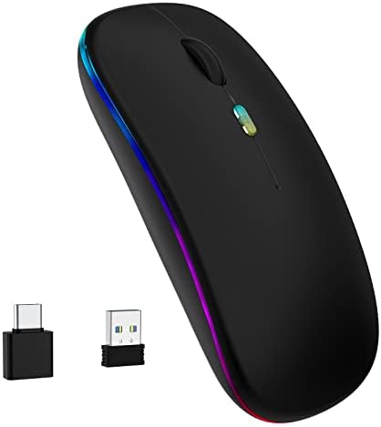 Kablosuz Fare, Dizüstü bilgisayar için Led kablosuz Bluetooth fare (Bluetooth 5.1 + USB), 2.4 G Taşınabilir Şarj Edilebilir