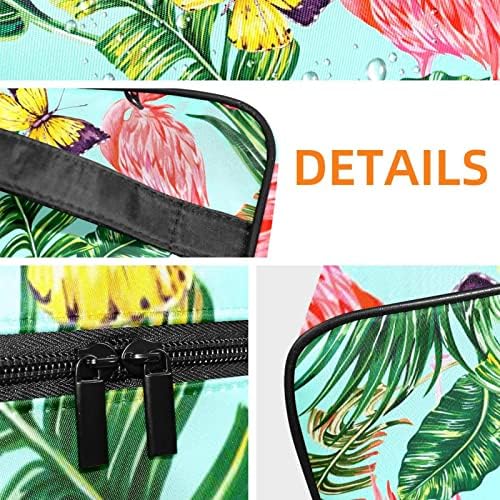 TBOUOBT Kozmetik Çantaları Makyaj Çantaları Kadınlar için, Küçük Makyaj Çantası Seyahat Çantaları, Flamingo Tropikal Kelebek