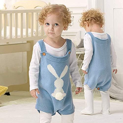 Kiddiezoom Bebek Örgü Tulum Giysileri Toddler Tulum paskalya tavşanı Kolsuz Kıyafet