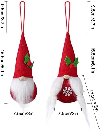 Gnome Ağacı Süsler 6 Set, El Yapımı Noel Süsler İsveç Peluş Santa Elf Noel Asılı Ağaç Süsler Ev noel dekoru