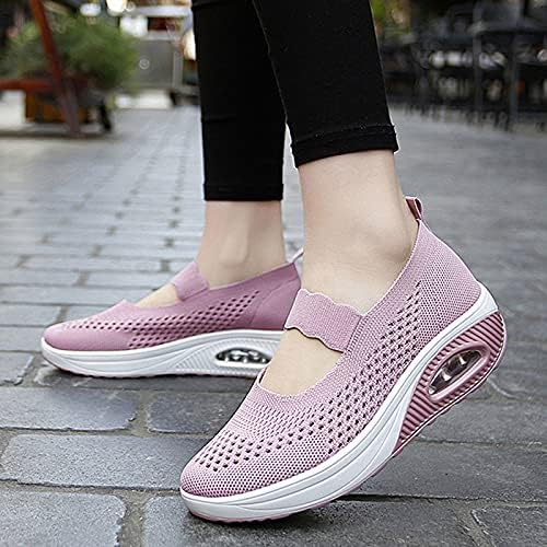 Kadın Kama Ayakkabı Örgü Nefes Kaymaz Platformu yürüyüş ayakkabısı Hafif Kanca ve Döngü spor ayakkabılar Rahat Tenis ayakkabıları