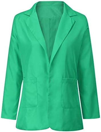 Uzun Kollu İş Blazer Kadın İş Açık Ön Hırka Ceket Düz Renk Rahat Ofis Jacke Takım Elbise Cep