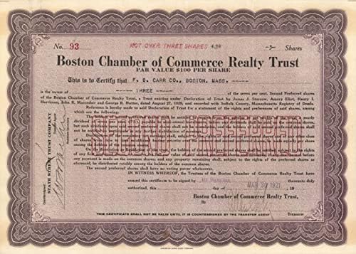 Boston Ticaret Odası Realty Trust - Hisse Senedi Sertifikası