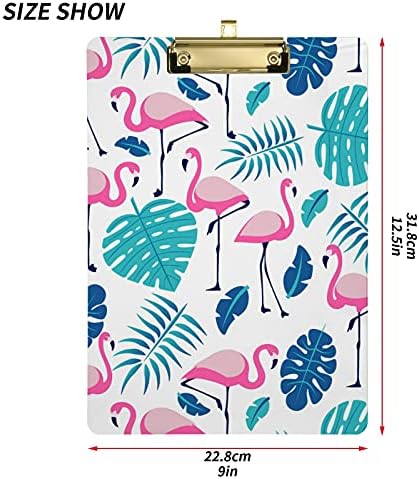 Flamingolar Bitkiler Plastik Clipboards ile Metal Klip Mektup Boyutu Panoya Düşük Profil Klip Panoları için Ofis Sınıf Kadın