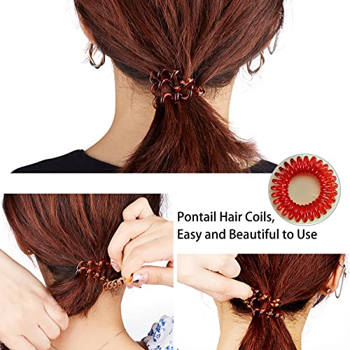 DeaLott Bobin Saç Bağları-Kadınlar, Kızlar, Gençler için 35 Adet Renkli Telefon Kablosu Elastik At Kuyruğu Spiral Bobinler-Kırışık