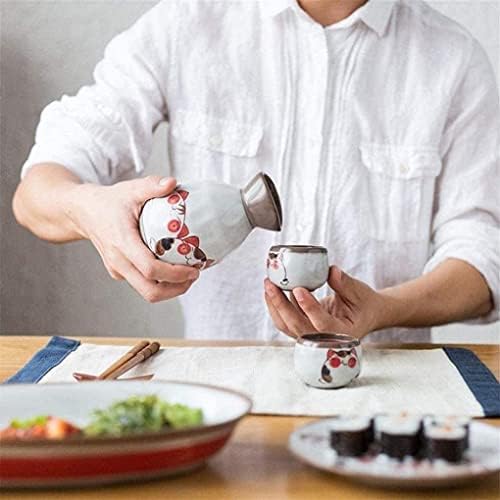 Sake Seti, Sake kupa seti Japon Seramik Sake Seti, El Boyalı Kedi Tasarım Şarap Seti, Porselen Bardak El Sanatları şarap