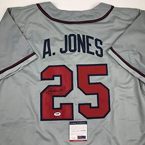 İmzalı / İmzalı Andruw Jones Atlanta Gri Beyzbol Forması PSA / DNA COA