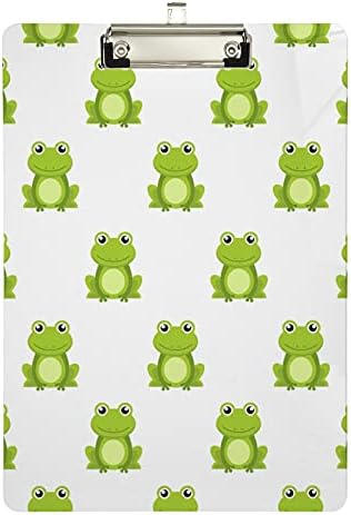 Sevimli Yeşil Kurbağa Plastik Pano 9 x 12.5 Akrilik Clipboards ile Düşük Profil Klip A4 Mektup Boyutu Ağır Kurulu Hemşireler