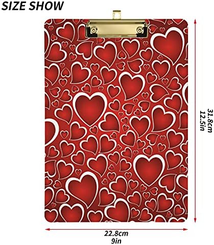 Aşk Shinning Kalp Metal Klipsli plastik Panolar Mektup Boyutu Pano Düşük Profilli Klip Panoları Ofis Sınıfı için Kadın Çocuklar