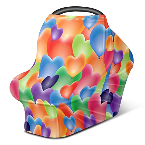 Bebek Araba Koltuğu Kapakları Aşk Kalp Balon Renkli Desen Hemşirelik Kapak Emzirme Eşarp Arabası Kapak Bebekler için Multiuse
